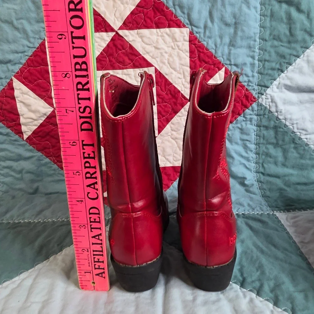 Bebe Girls Red Western Cowboy Boots Size 9 Toddler Embroidered Side Zip